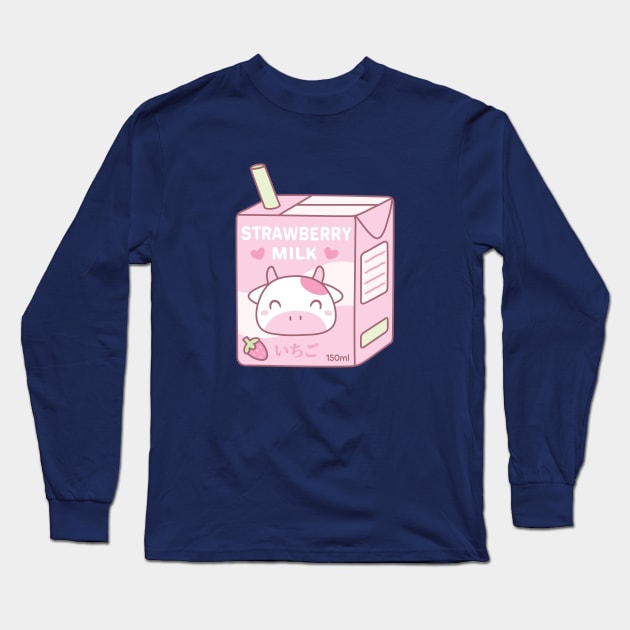 Cute Strawberry Milk Packet With Cow Mascot Long Sleeve T-Shirt by rustydoodle